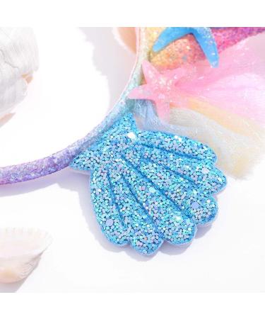 IYOU Sequin Mermaid Headband Blue Starfish Hair Hoop Shell Party Costume Hair Accessories for Women and Girls - Buy Online on GoSupps.com
