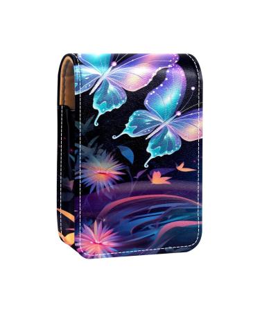 Travel Lipstick Organizer Case Lipstick Case Portable Makeup Bag With Mirror Butterfly Fantasy Plant V272o5czyu