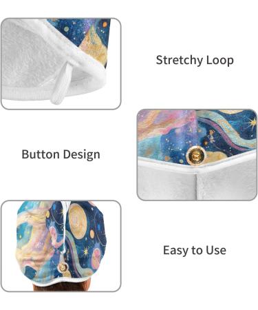 Starry Sky Planets Hair Towel 2 Pack | Super Absorbent & Quick Dry Hair Turbans for Women & Girls - Buy Online on GoSupps.com