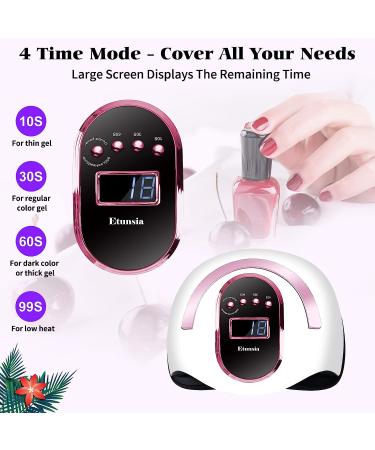 Etunsia 168W LED Nail Lamp for Gel Polish - Professional Nail Dryer with 4 Timer Modes and Auto Sensor - Large LCD Screen - Fast Curing for At-Home Gel Nails (Pink) - Buy Online on GoSupps.com