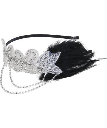 FENICAL Retro Feather Headpiece Flapper Chain Flower Hairband Great Gatsby Headband 1920s for Fancy Dress Party Dress-up Accessories - Buy Online on GoSupps.com