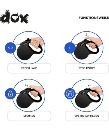 Ddoxx Reflective Nylon Dog Leash - Bite-Proof Roller Leash with Lock System | XS 3m for Dogs Up to 8kg - Black - Buy Online on GoSupps.com