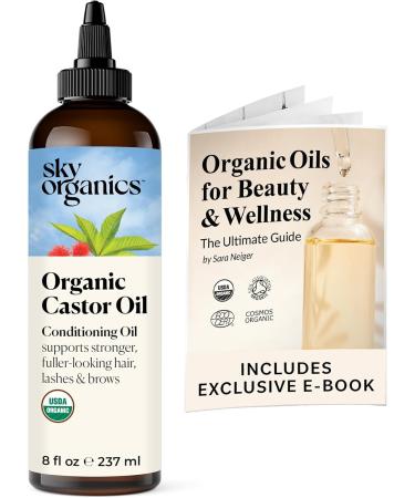 Sky Organics Organic Castor Oil for Hair, Lashes & Brows, 100% Pure & Cold-Pressed USDA Certified Organic to Strengthen, Moisturize & Condition, 8 fl. Oz 8 Fl Oz (Pack of 1) - Buy Online on GoSupps.com