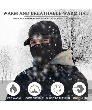 Men's Trapper Bomber Hat - Winter Russian Aviator Style with Ear Flaps, Fur Lined Facemask Cap in Black - Buy Online on GoSupps.com