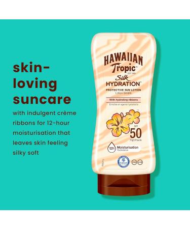 HAWAIIAN TROPIC - Silk Hydration | Protective Lightweight Sun Lotion SPF 50 | 180 ml - Buy Online on GoSupps.com