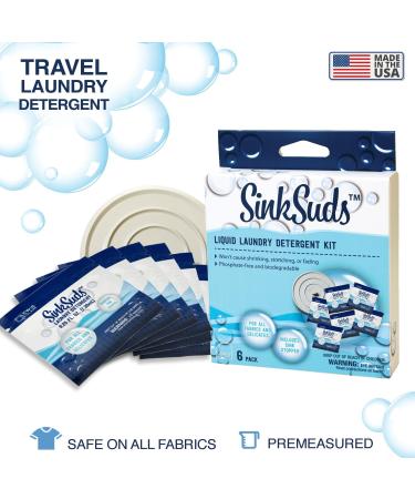 Travel Laundry Detergent Liquid Soap + Odor Eliminator - TSA Compliant 6 Sink Packets for All Fabrics Delicates Safe Compact & Convenient | Buy Online - Buy Online on GoSupps.com