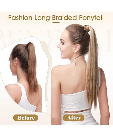 Benehair Ponytail Extension 32 Inches Long Wrap Around Ponytail Hair Extension Straight Synthetic Clip in Hairpiece for Women Medium Brown Medium Brown 32 Inches - Buy Online on GoSupps.com