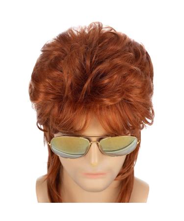 Baruisi 80s Orange Mullet Wig - Men's Cosplay & Halloween Fancy Dress - Buy Online on GoSupps.com