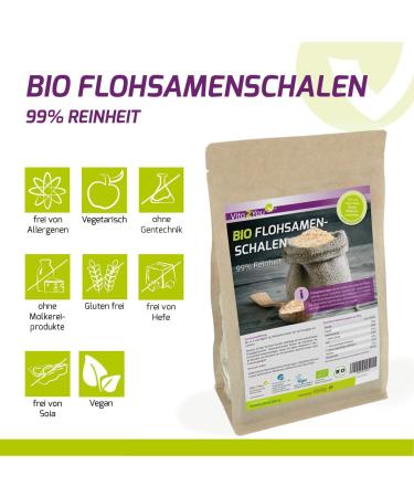 Vita2you 1000g Psyllium Shells - 99% Purity Organic Laboratory Tested Premium Quality - 1kg Indian Psyllium for Digestive Health - Buy Online on GoSupps.com