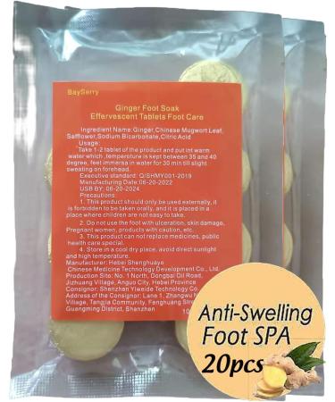 Ginger Foot Soak Salts for Soft, Moisturized Feet - 20 Count Pack to Remove Dead Skin, Repair Cracked Heels - Effervescent Bath Treatment - 7oz - Buy Online on GoSupps.com