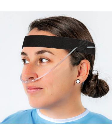 Comfortable Nasal Oxygen Cannula Ear Protector Cannula Headband for Oxygen Concentrator Accessories with Adjustable Oxygen Cannula Ear Protector for Oxygen Users to Prevent Ear Soreness Black