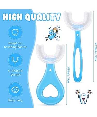 Kids U-Shaped Silicone Toothbrush Set for Whole Mouth Cleaning - Soft Bristles, Ages 2-12 - Pink/Blue - Buy Online on GoSupps.com