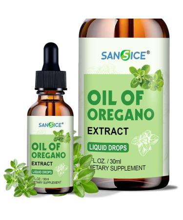 SANSICE Oil of Oregano Drops Organic Oregano Oil with Carvacrol 60% Carvacrol Liquid Supplement for Support Immune Function Digestive Health & Antioxidant Benefits(1 FL OZ)