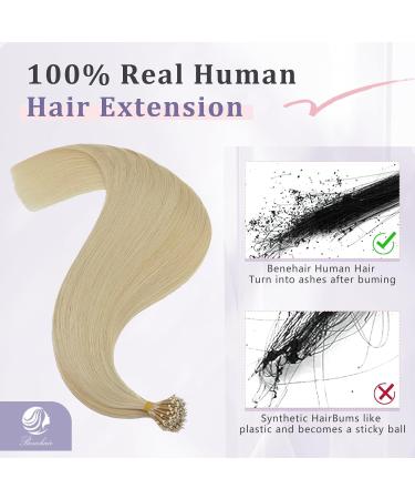 Benehair Nano Ring Human Hair Extensions 22Inches Pre Bonded Keratin Fusion Stick Tip Iron Loop Link 50 strands 50g Straight Micro Bead Remy Hairpiece for Women #60 Platinum Blonde 22Inches Platinum Blonde - Buy Online on GoSupps.com