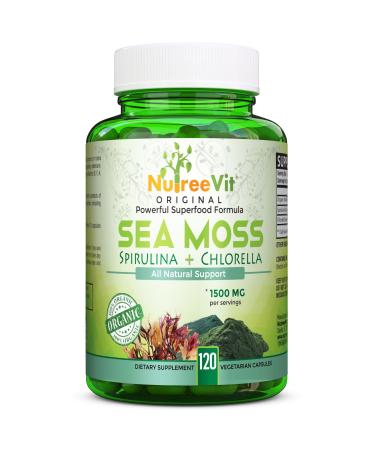 NutreeVit 100% Organic - Sea Moss+ Spirulina+ Chlorella (240 Capsules)