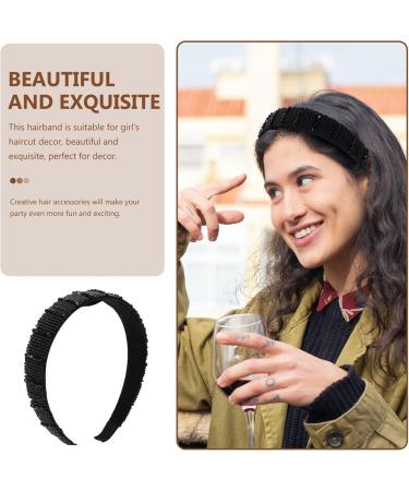 Minkissy Womens Fashion Headbands Rhinestone Crystal Headband Wedding Hand- made Headband Wide Beaded Bling Hair Accessories for Women (Black) Womens Workout Headbands - Buy Online on GoSupps.com