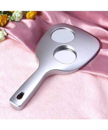 Lurrose Double Side Handheld Wall Hanging Makeup Mirror - 2X and 3X Magnification, Round Silver Mirror - Buy Online on GoSupps.com