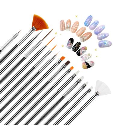 15pcs Nail Art Brushes Set - Carving Painting & Dotting Tools for Professional Nail Design - Buy Online on GoSupps.com