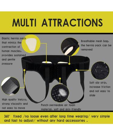 Hernia Belt for Men - Adjustable Inguinal Truss for Pain Relief & Sports | Single/Double with 2 Removable Pads (M 29.9-35.4in - Buy Online on GoSupps.com