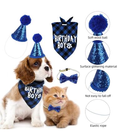 Sunallwell Dog Birthday Bandana & Party Hat Set | Cute Puppy Outfit & Decoration - Buy Online on GoSupps.com