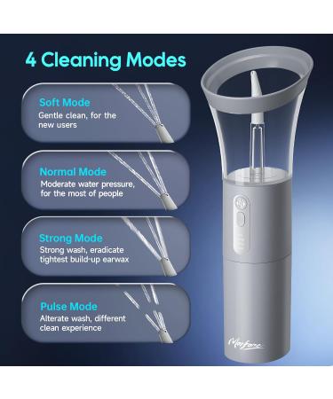 Morfone Upgraded Electric Ear Cleaner - All-in-One Tank Ear Wax Removal System with 4 Pressure Modes IPX6 Waterproof Temperature Sensor & 6 Nozzles for Gentle Ear Irrigation (Slate Gray) - Buy Online on GoSupps.com