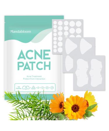 Mandabloom Acne Patch Pimple Patch  6 Sizes 104 Dot & Nose & T-Zone Patches Acne Absorbing Cover Patch  Acne Patches for Face  Chin or Body  Acne Treatment with Tea Tree & Calendula Oil
