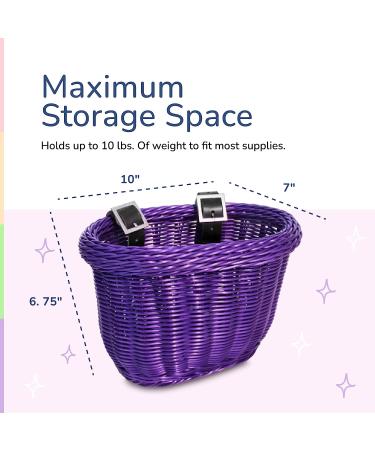 Colorbasket 01617 Front Handle Bar Kids Bike Basket - Weather Resistant, Adjustable Straps, Food-Contact Safe - Purple - Buy Online on GoSupps.com