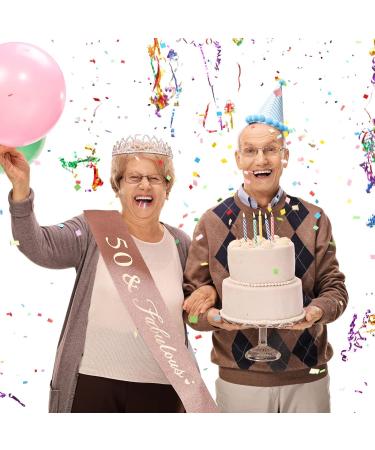 WLLHYF 50th Birthday Queen Sash and Rhinestone Tiara Set - Crystal Hair Band and Decorations for Women's 50th Birthday Celebration - Buy Online on GoSupps.com