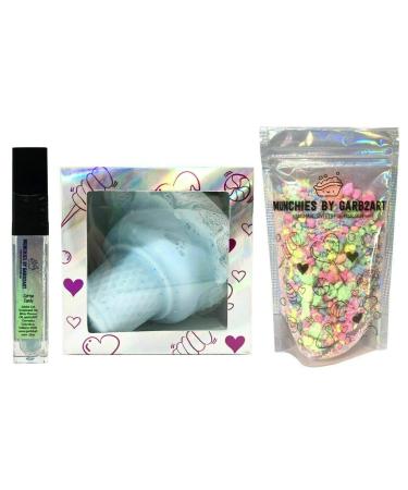 garb2ART Bath Gift Set USA Made Fizzies  Pop Rocks  Soap  Lipstick  Dry Skin Moisturize  Perfect for Bubble Spa Bathing Handmade Birthday Mothers Day Gifts (Cotton Candy)