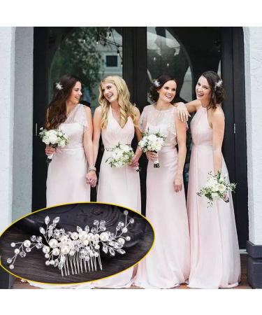 Wedding Hair Accessories for Women Clysburtuony Bridal Flower Side Hair Clips Pearl Bridal Headpiece Wedding Hair Pins (White Combs) - Buy Online on GoSupps.com