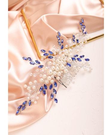 Deniferymakeup Wedding Bridal Pearl Hair Comb Vintage Something Blue Hair Accessory Updo Hair Jewelry for Women and Girls (Blue) - Buy Online on GoSupps.com