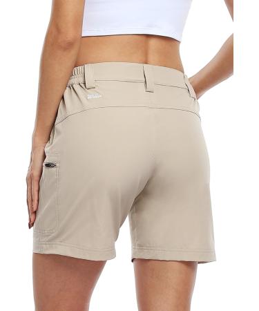 Willit Women's Lightweight Waterproof Hiking Cargo Shorts - Quick-Drying Breathable Active Summer Shorts in Khaki - Buy Online on GoSupps.com
