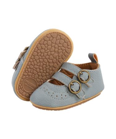 Baby Girls First Walking Shoes Mary Jane PU Leather Anti-Slip Princess Shoes Infant Baby Shoes 0-6 Months F Blue