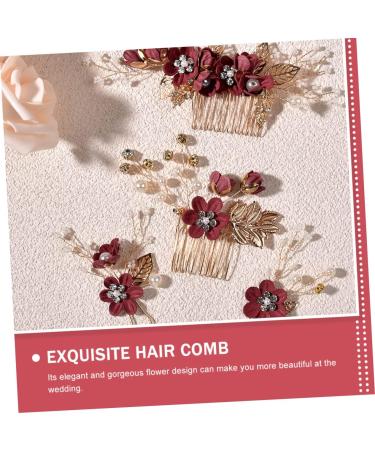 MAGICLULU 3 Sets Hairpin Chinese Decor Flower Hair Accessories Fringe Trim Pearl Hair Accessories Flower Slides Comb Wedding Hair Insert Comb Tiara Zinc Alloy Red Flowers Flower - Buy Online on GoSupps.com