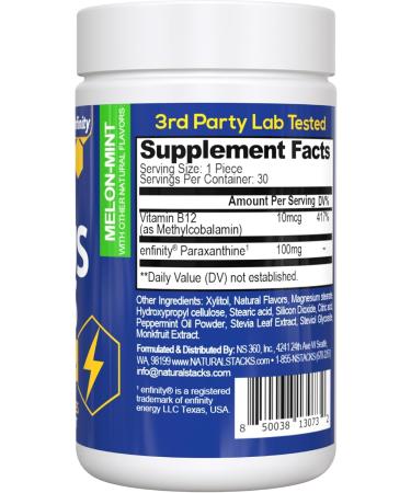 Paraxanthine Supplement 100mg - Caffeine Free Focus Supplement for Productivity & Attention Support - Clinically Tested Enfinity Paraxanthine - Jitter Free Energy Support - 30 Melon Mint Focus Bites Melon Mint 30 Count (Pac  - Buy Online on GoSupps.com