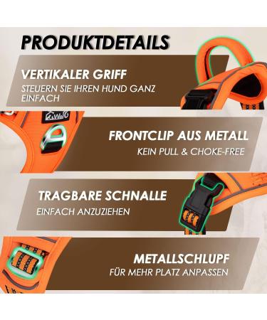 Eyin Dog Harness for Large Dogs - Adjustable Breathable Reflective Padded with Handle & Front Bracket XL (Orange) - Perfect for Daily Training - Buy Online on GoSupps.com