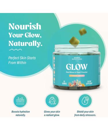 Akasha Superfoods Sea Moss Glow Gummies, Hair, Skin & Nails Vitamins with Seamoss, Pearl Powder, Vitamin E, Aloe Vera, Liposomal Vitamin C, and Irish Sea Moss, Gummies for Women & Men, 60 Count - Buy Online on GoSupps.com