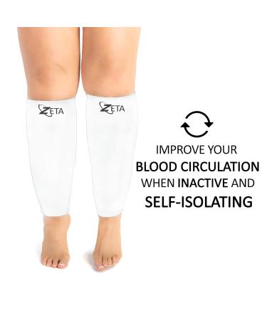 Zeta Wear Compression Stockings for Thick Calves - Soothing Gradient Support Edema & DVT Prevention 2XL White - Buy Online on GoSupps.com