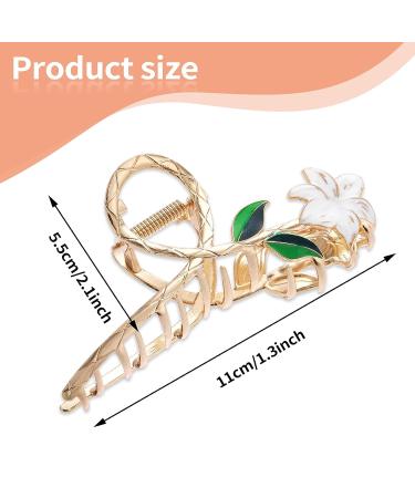 White Lily Metal Hair Claws - Strong Hold Claw Clips for Thick Hair | Lusofie Flower Hair Accessories - Buy Online on GoSupps.com