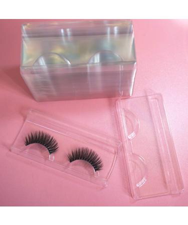 100pcs Transparent Empty Eyelash Lash Trays Holder Good Plastic Packaging Box Eyelash Storage Case Boutique Beauty Salons Rectangle for 25MM