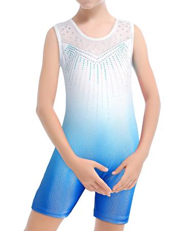 DAXIANG Gymnastics Leotards for Girls, Leotard for Girls Gymnastics Outfit Black Shorts Dance Unitard Biketards Blue Pink 4-5 Years G-blue