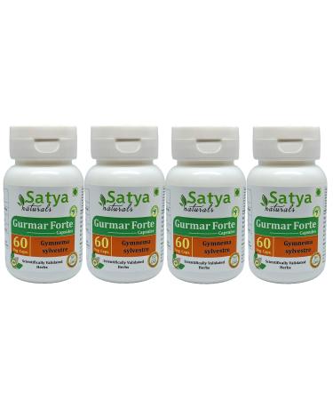 Gurmar Forte Capsules 500 mg. 60 Capsules | Gymnema Sylvestre (Gudmar) Extract Capsules (Pack of 4) 240 Count (Pack of 1)