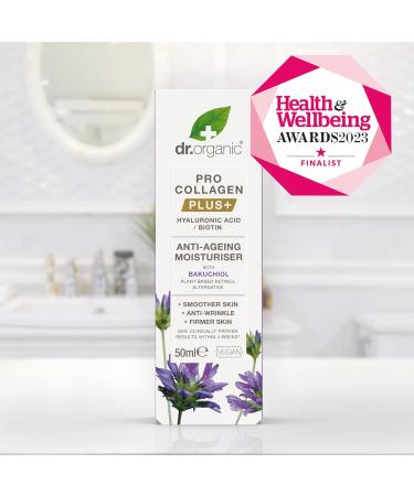 Dr Organic Pro Collagen Plus Bakuchiol Hyaluronic Acid Biotin Healthy-Aging Wrinkles Dry & Sensitive Skin Natural Vegan Cruelty-Free Paraben & SLS-Free Recycled & Recyclable Organic 50ml - Buy Online on GoSupps.com