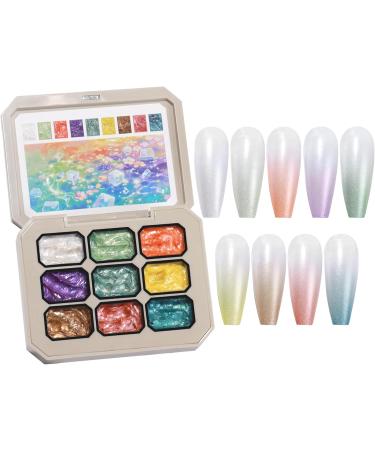  BommFu Tapping Gel | Gradient Art Gel | Palette of 9 Colors Paint Accessories for Women and Girls Nail Manicure Design for Creative Artistic Expression - Buy Online on GoSupps.com
