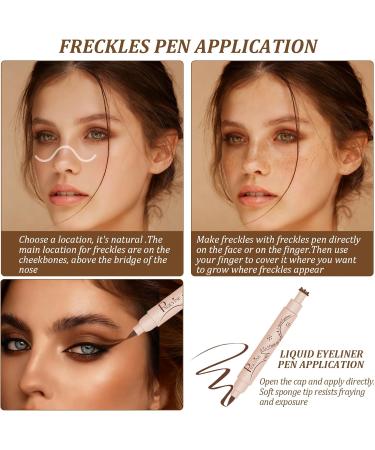 Rbleote 3 Freckle Pens 2in1 Freckle Pen Eyeliner Natural and Realistic Freckles Waterproof Freckle Remover Suitable for Daily Makeup and Festivals - Buy Online on GoSupps.com