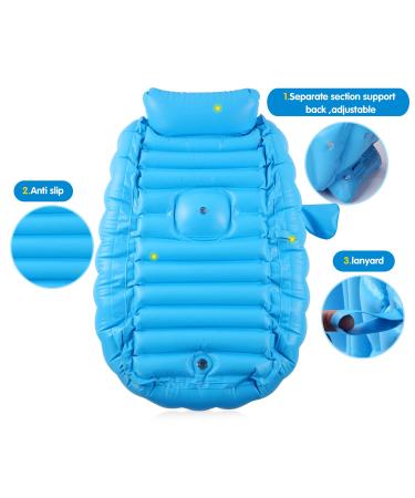 Baby Inflatable Bathtub  Portable Infant Toddler Bathing Tub Non Slip Travel Bathtub Mini Air Swimming Pool Kids Thick Foldable Shower Basin with Air Pump  Blue - Buy Online on GoSupps.com