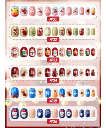Kalolary 288PC Christmas Press-On Nails for Kids | Fun 3D Santa Snowman Tree Designs | Holiday Nail Art Decoration - Buy Online on GoSupps.com