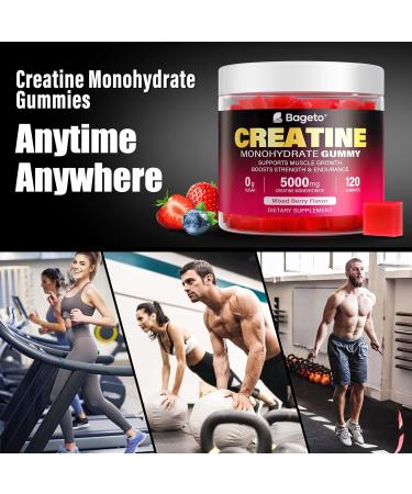 Buy Sugar-Free Creatine Monohydrate Gummies 5000mg - 120 Count for Enhanced Muscle Growth & Recovery | Mixed Berry Flavor | International Shipping - Buy Online on GoSupps.com