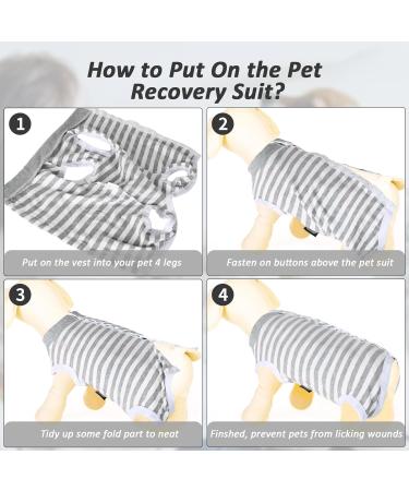 Lyneun Dog Recovery Suit Striped Dog Surgical Recovery Suit Soft Dog Surgical Bodysuit Recovery Suit Dog After Surgery For Allergies Wound Protection Cone Alternative (Grey Medium) Medium Grey - Buy Online on GoSupps.com