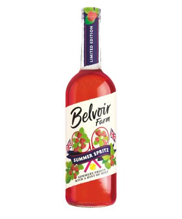 Belvoir Farm Summer Spritz - Refreshing Real Summer Fruit Juices Strawberries & Mint 100% Natural Ingredients No Added Sugar Gluten Free Vegan 6 x 750ml Glass Bottles 6 x 750ml Summeer Spritz